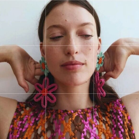 New ZARA Bright Flower Beaded Earrings - Picture 4 of 10